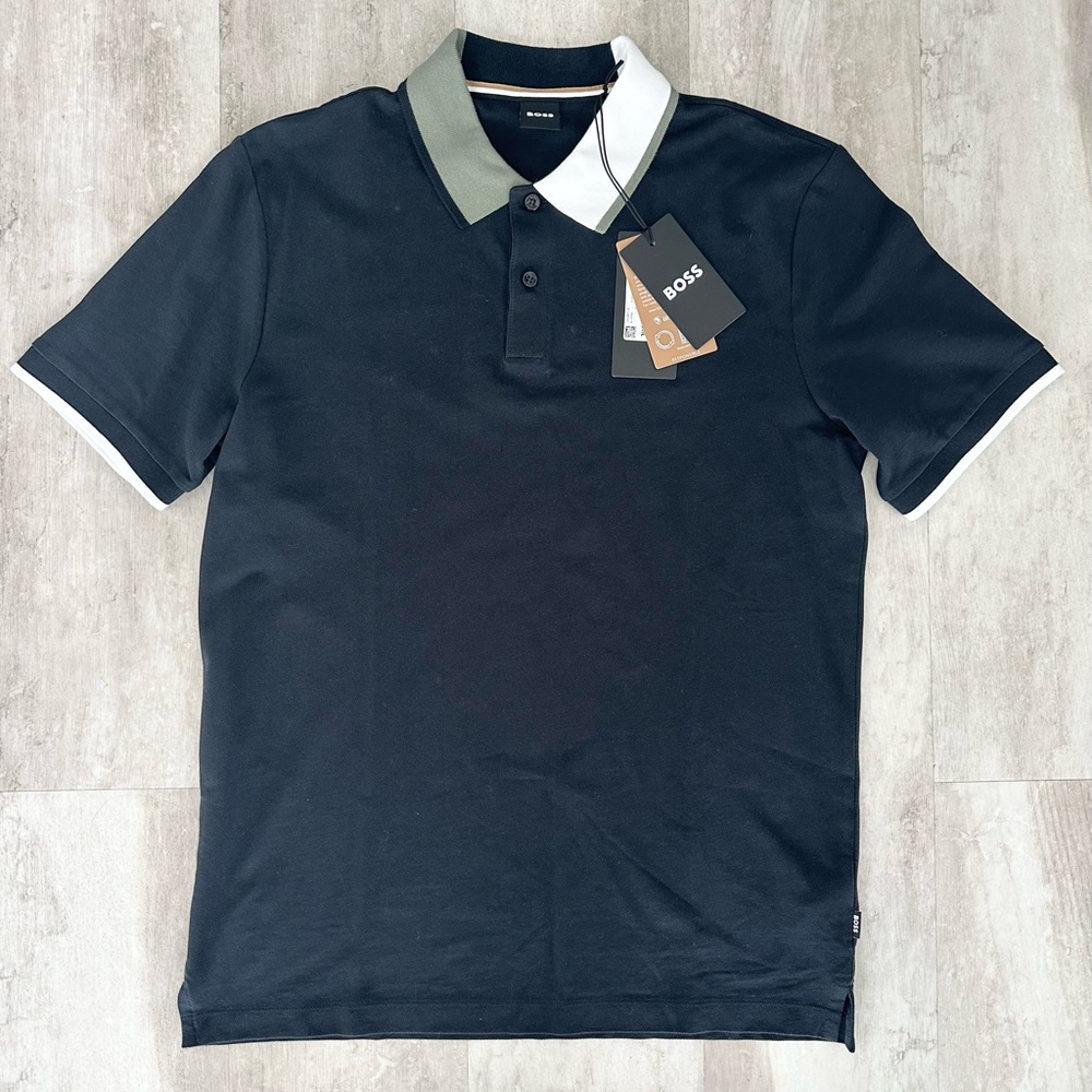 Hugo Boss Cotton-piqué polo shirt with color-blocked collar